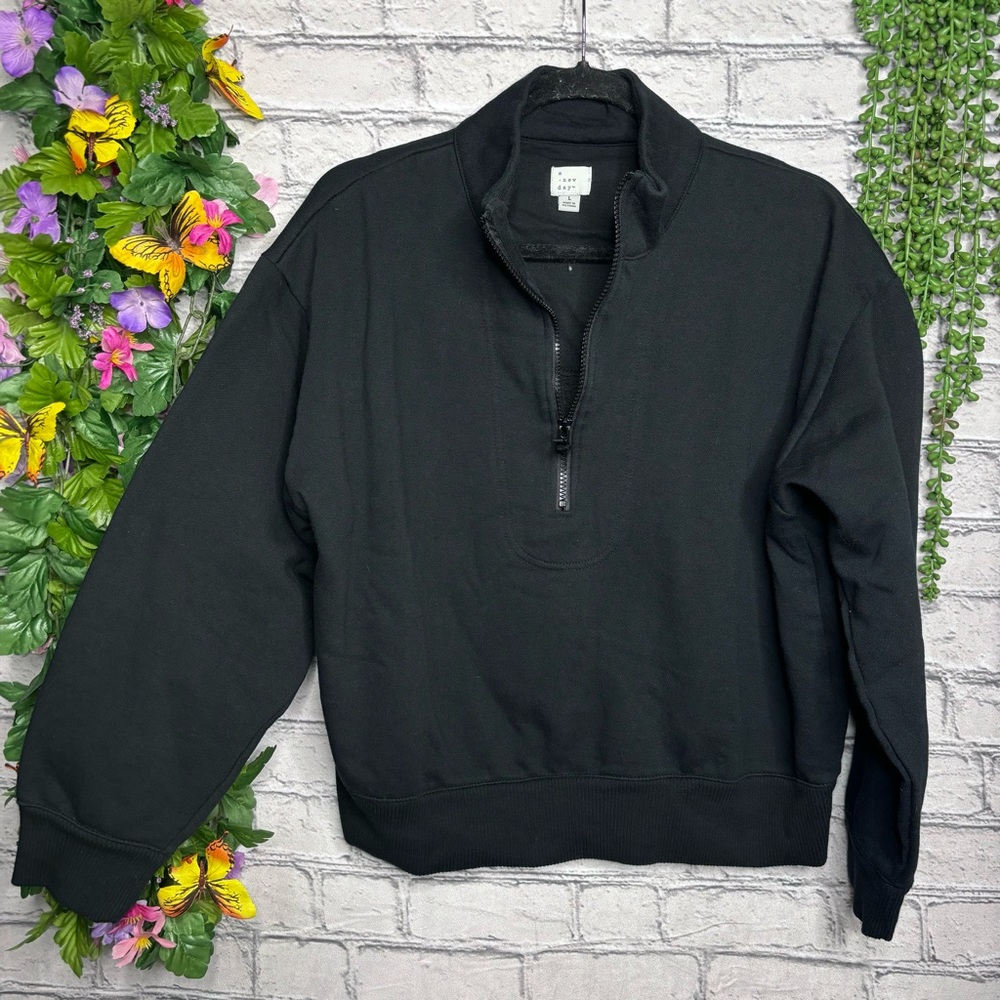'🌼3/$30🌼A New Day Black Long Sleeve Half Zip Pullover Sweater Size Large